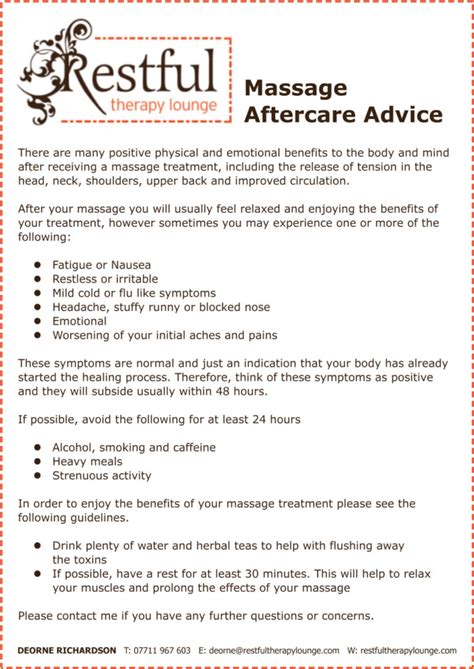 Aftercare Advice: Maintaining the Benefits and Prolonging Relaxation