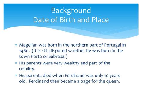 Background and Date of Birth