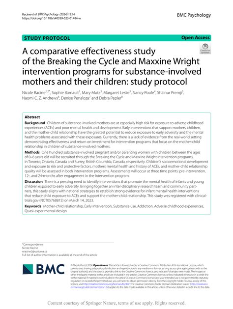 Breaking the Cycle: Interventions for Mothers and Children Affected by Substance Abuse