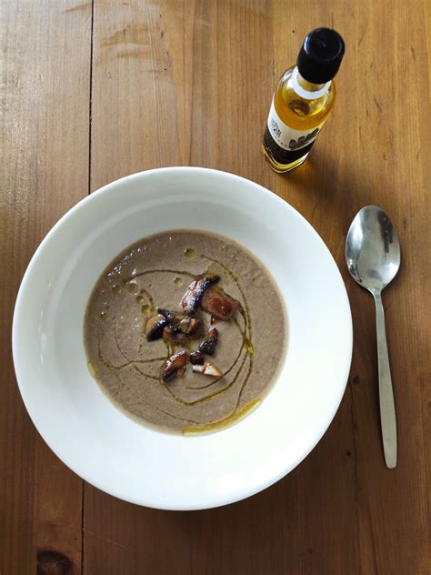 Broccoli and Mushroom Soup with a Hint of Truffle Oil