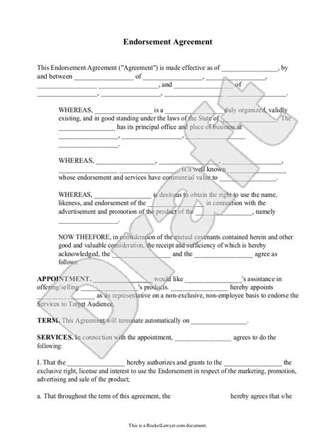 Endorsement Agreements and Partnerships