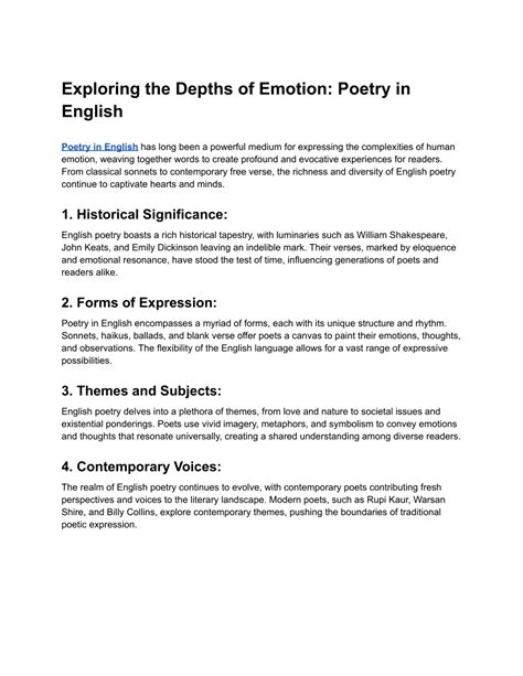 Exploring the Depths of Emotion: Poetry as a Channel for Self-Expression