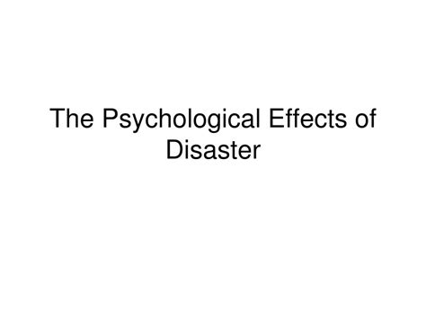 Exploring the Psychological Impact of Manifesting an Oncoming Catastrophe