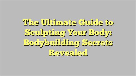 Figure and Fitness Secrets Revealed