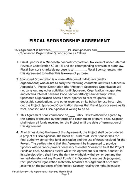 Financial Status and Sponsorship Agreements