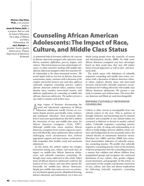 Insight into Utilized African American Adolescents