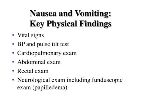 Nausea and Vomiting: Key Indicators