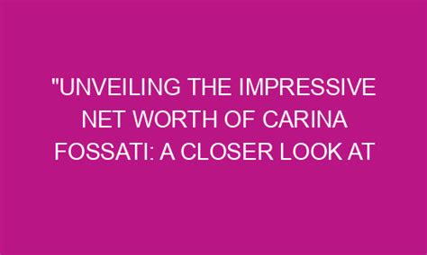 Net Worth: Find Out Carina's Wealth