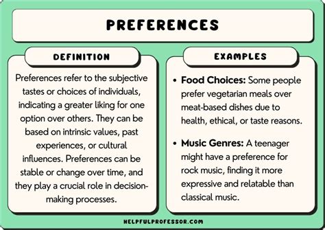 Personal Preferences and Essentials