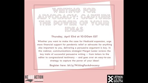 Recognition for Advocacy and Writing