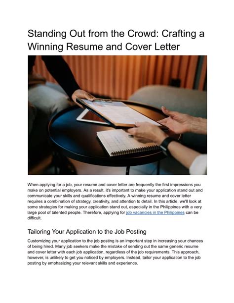 Standing Out from the Crowd: Crafting an Impressive Cover Letter