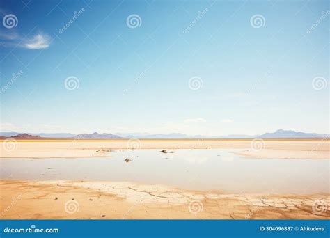 The Deceptive Mirage of Water in a Barren Desert Landscape