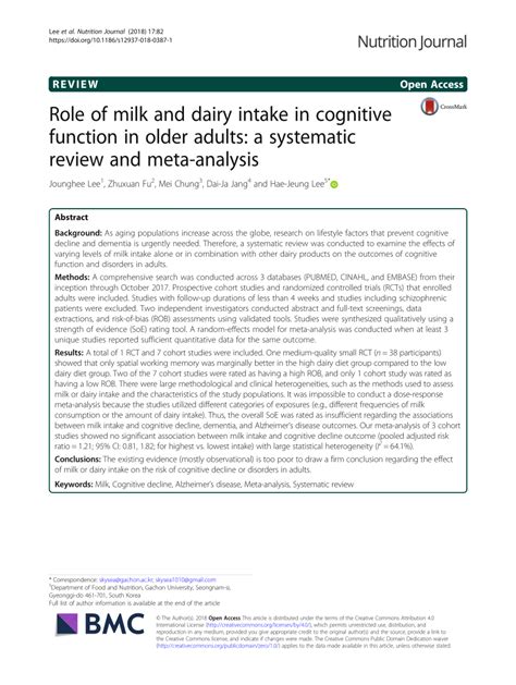 The Impact of Fresh Milk on Cognitive Function