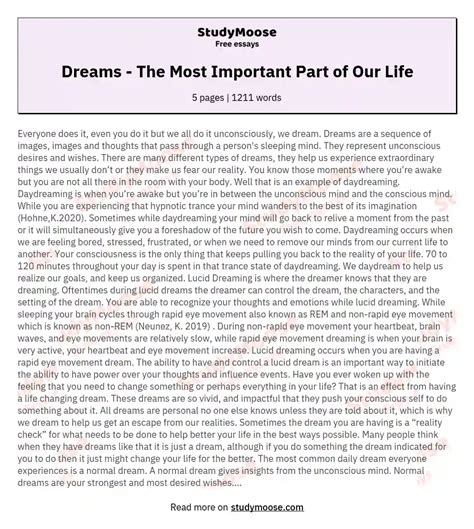 The Importance of Dreams in Our Existence