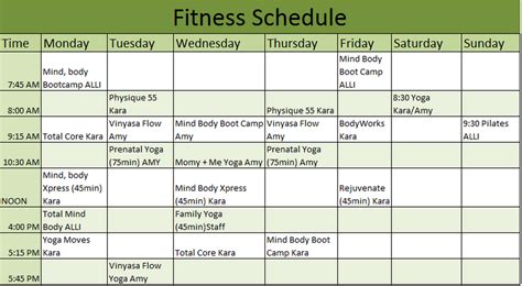 Training Schedule and Physical Fitness Plan