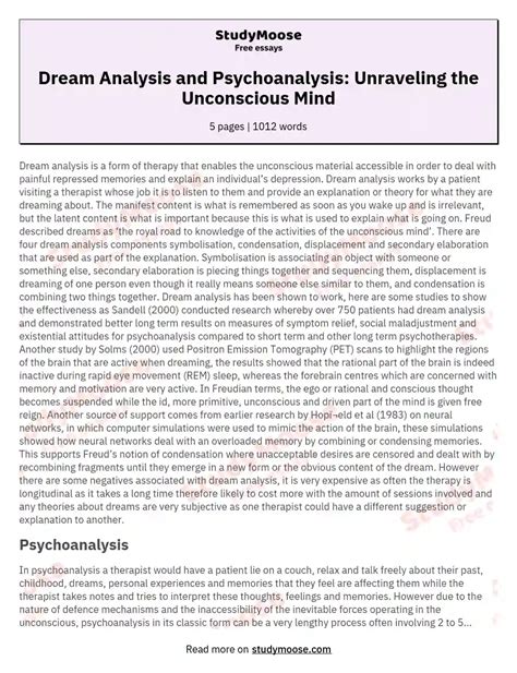 Unraveling the Unconscious: Delving into Dream Analysis